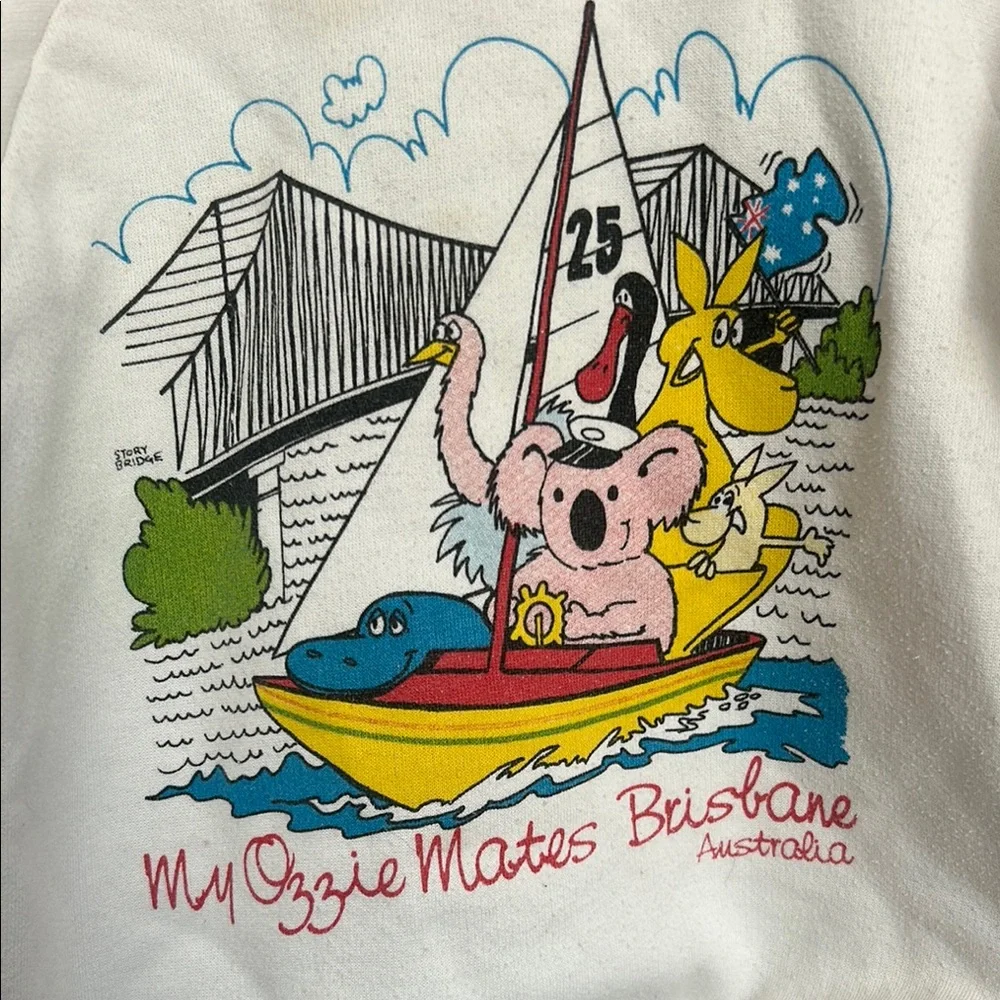 Vintage White Kids Sweatshirt with Australia Print - Picture 2 of 3